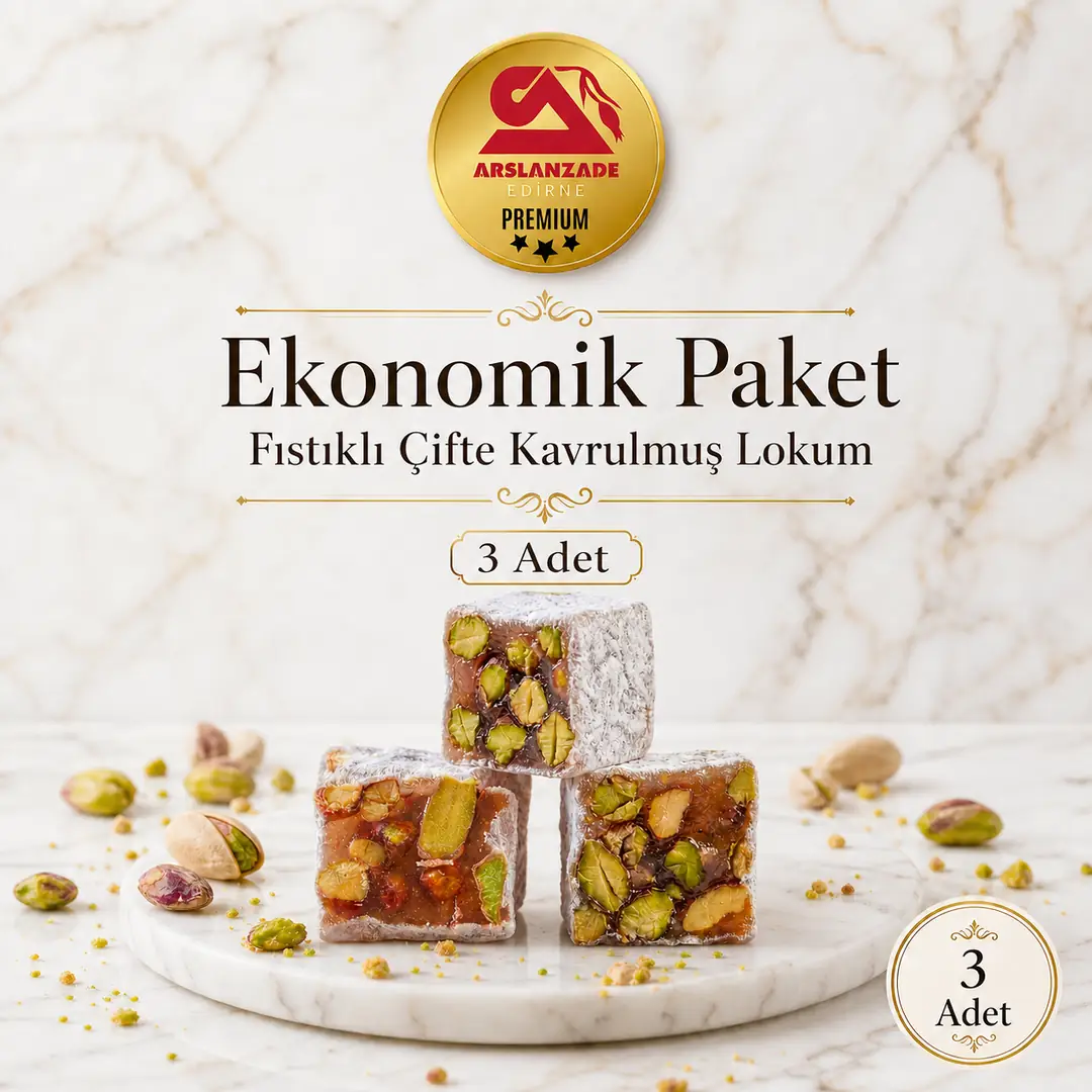 3 Adet 500g Çifte Kavrulmuş Lokum Avantaj Paketi