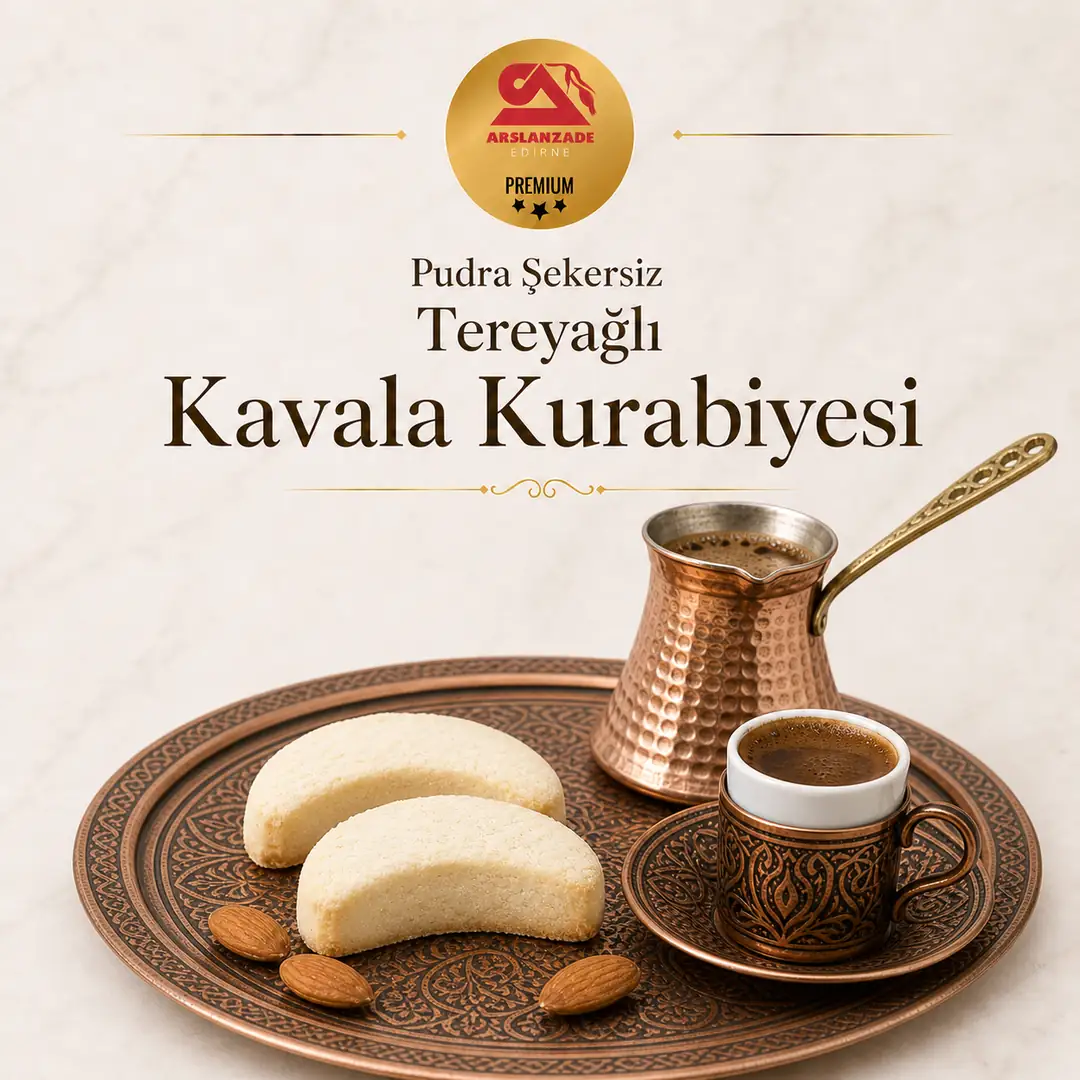 Pudra Şekersiz %100 Tereyağlı Kavala Kurabiyesi Ay 500gr